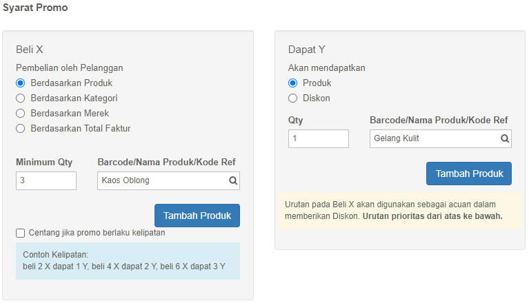 Contoh Promo Buy Qty Get Free Item