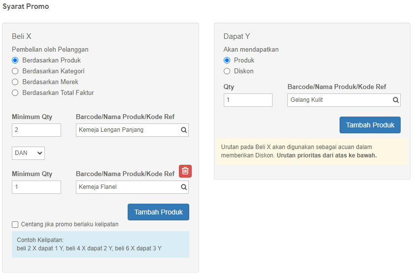 Contoh Promo Buy A & B Get Free Item