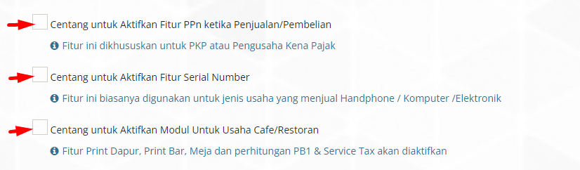 Pilihan Fitur Erzap