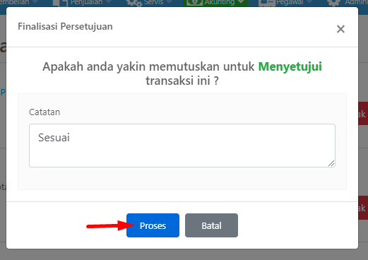 Pop-up Finalisasi Persetujuan