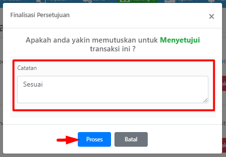 Pop-up Finalisasi Persetujuan - Disetujui