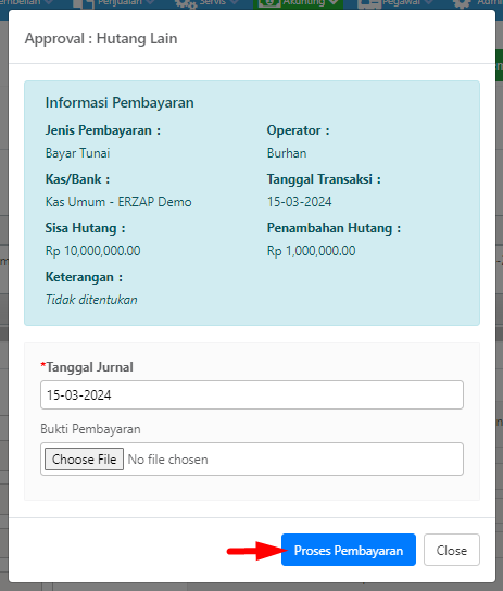 Pop-up Proses Pembayaran